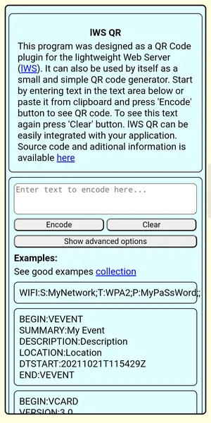 lWSQR lightweight Web Server QR code